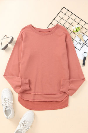 Side Slit Drop Shoulder Sweatshirt-Teresa's Fashionista LLC