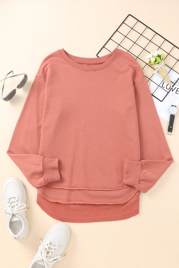 Side Slit Drop Shoulder Sweatshirt-Teresa's Fashionista LLC