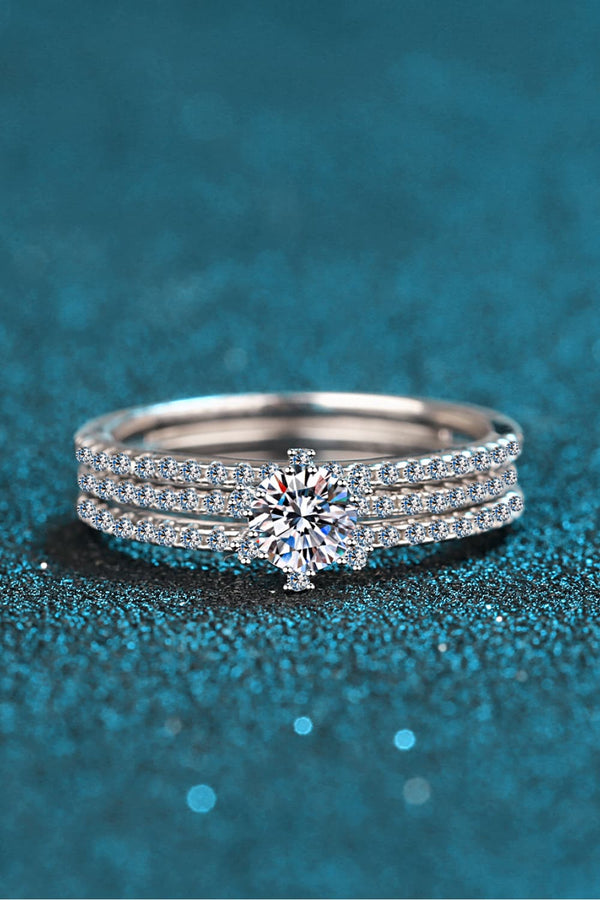 Moissanite 925 Sterling Silver Ring Set-Teresa's Fashionista LLC