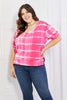 Yelete Full Size Oversized Fit V-Neck Striped Top-Teresa's Fashionista LLC