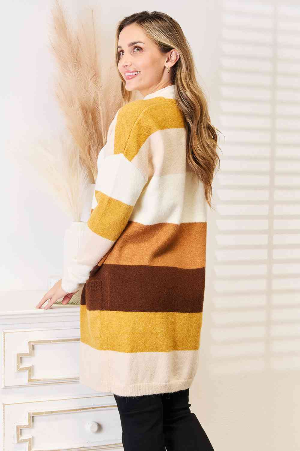 Woven Right Color Block Dropped Shoulder Cardigan-Teresa's Fashionista LLC