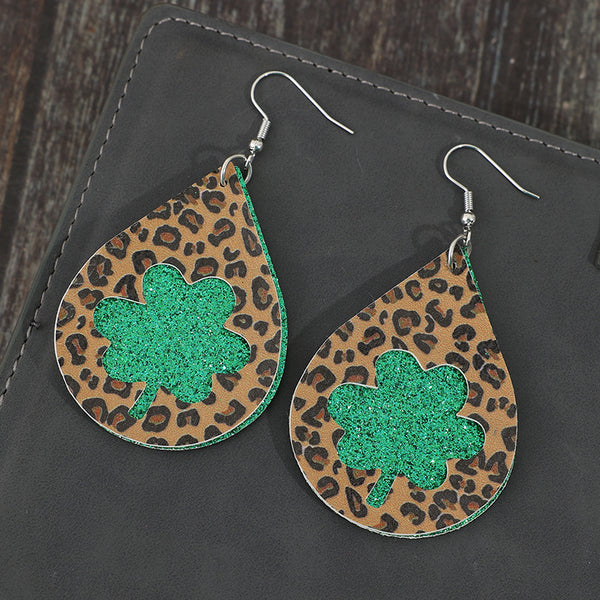 Leopard Hollowed Leather Teardrop Earrings-Teresa's Fashionista LLC