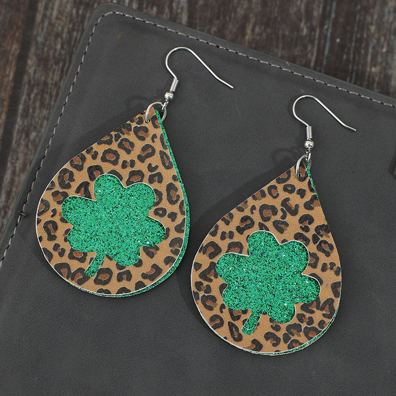 Leopard Hollowed Leather Teardrop Earrings-Teresa&#39;s Fashionista LLC