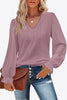Eyelet V-Neck Flounce Sleeve Blouse-Teresa's Fashionista LLC