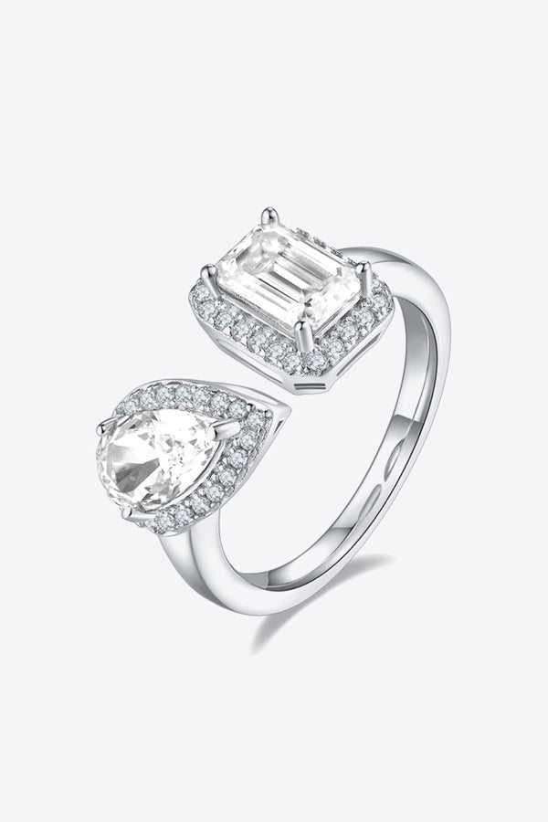 1 Carat Moissanite 925 Sterling Silver Open Ring-Teresa's Fashionista LLC