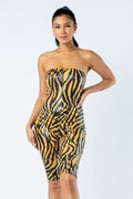 Zebra Print Tube Romper With Front O Ring Zipper Detail-Teresa's Fashionista LLC