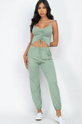 Front Ruched With Adjustable String Cami Casual/summer Jumpsuit-Teresa's Fashionista LLC