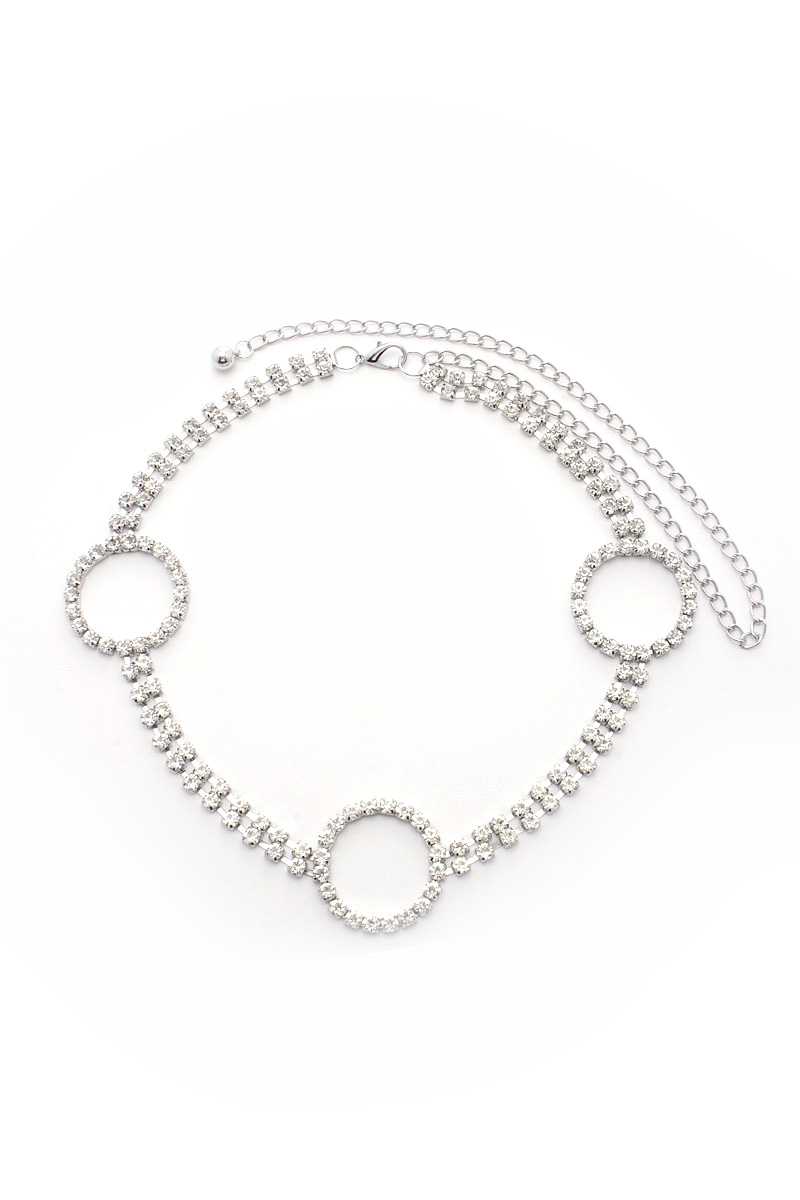 Circle 2 Line Rhinestone Chain Belt-Teresa's Fashionista LLC