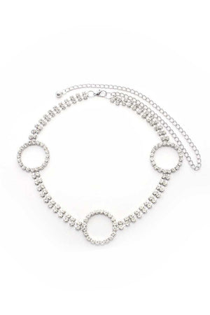 Circle 2 Line Rhinestone Chain Belt-Teresa's Fashionista LLC