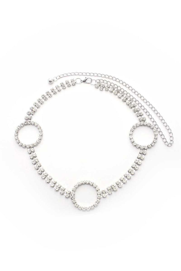 Circle 2 Line Rhinestone Chain Belt-Teresa's Fashionista LLC