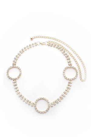Circle 2 Line Rhinestone Chain Belt-Teresa's Fashionista LLC