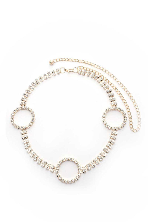 Circle 2 Line Rhinestone Chain Belt-Teresa's Fashionista LLC