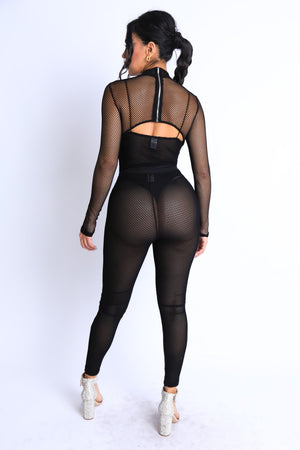 Mesh Crop Jumpsuit Set-Teresa's Fashionista LLC