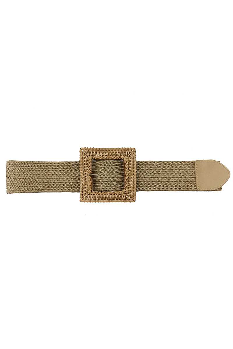 Fashion Square Straw Buckle Belt-Teresa's Fashionista LLC