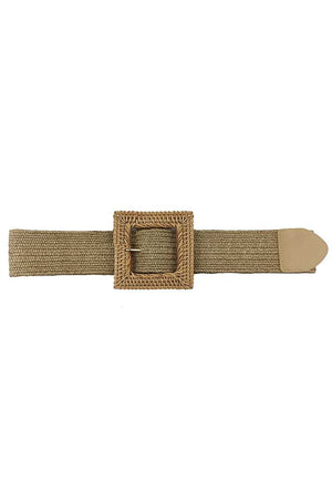 Fashion Square Straw Buckle Belt-Teresa's Fashionista LLC
