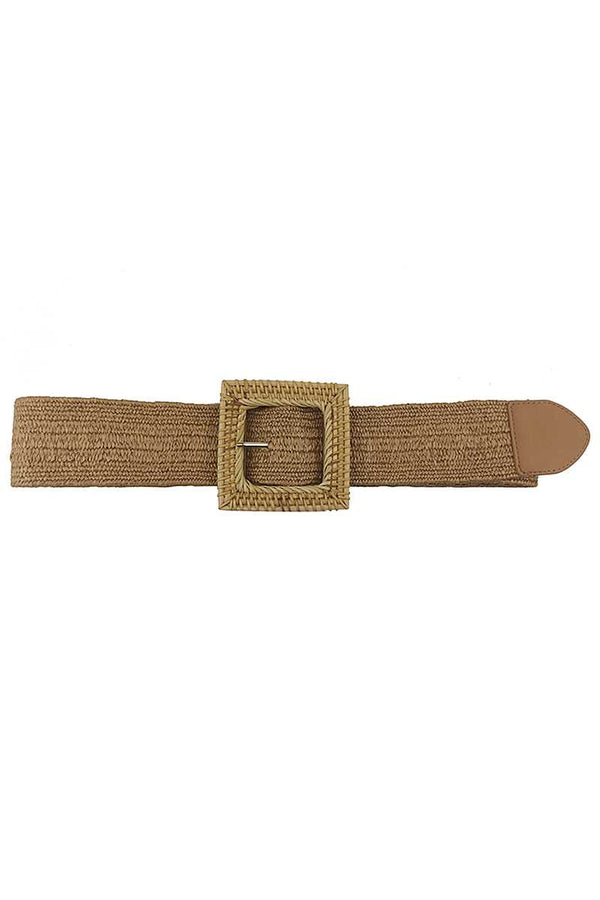Fashion Square Straw Buckle Belt-Teresa's Fashionista LLC
