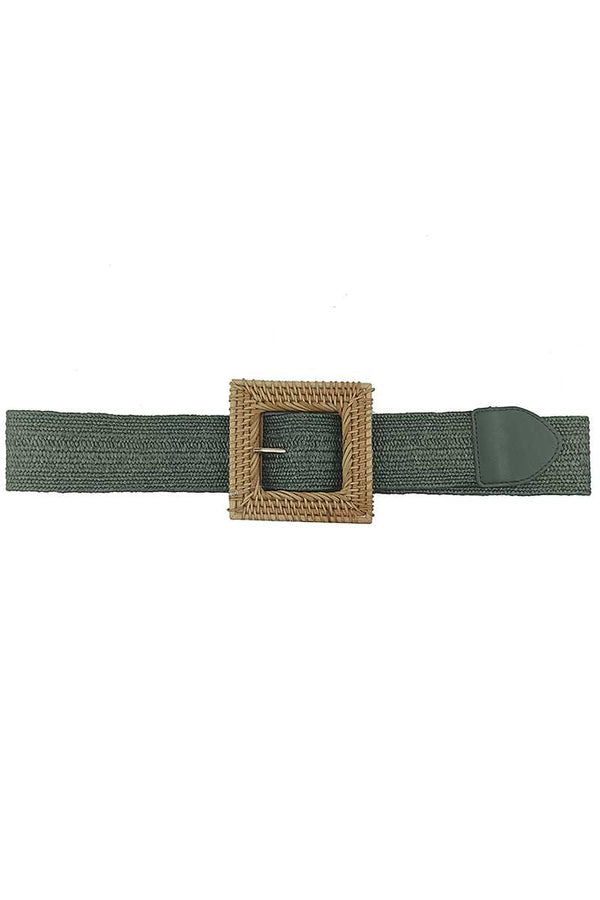 Fashion Square Straw Buckle Belt-Teresa's Fashionista LLC