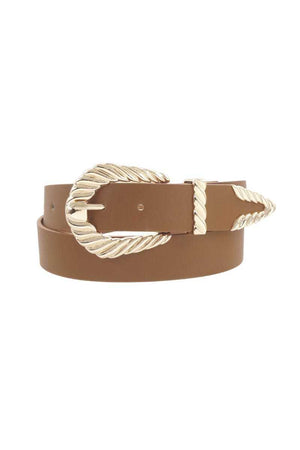 Shrimp Tectured Buckle Belt-Teresa's Fashionista LLC