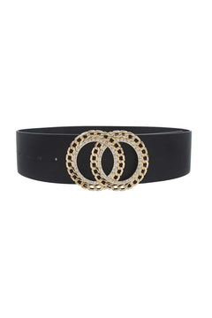Double Circle Chain And Rhinestone Trim Design Belt-Teresa's Fashionista LLC