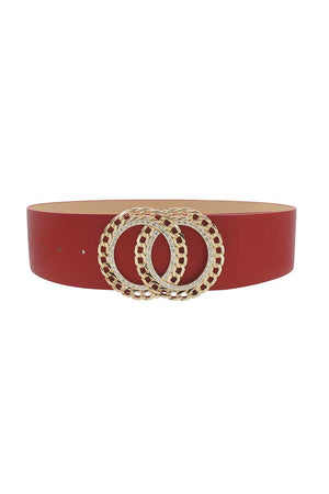 Double Circle Chain And Rhinestone Trim Design Belt-Teresa's Fashionista LLC