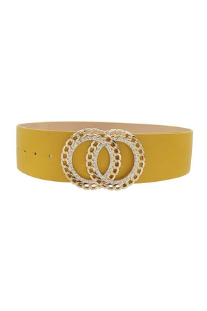 Double Circle Chain And Rhinestone Trim Design Belt-Teresa's Fashionista LLC