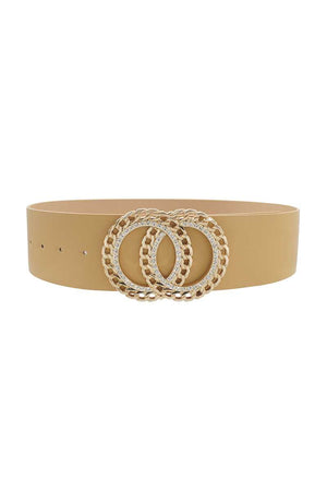 Double Circle Chain And Rhinestone Trim Design Belt-Teresa's Fashionista LLC