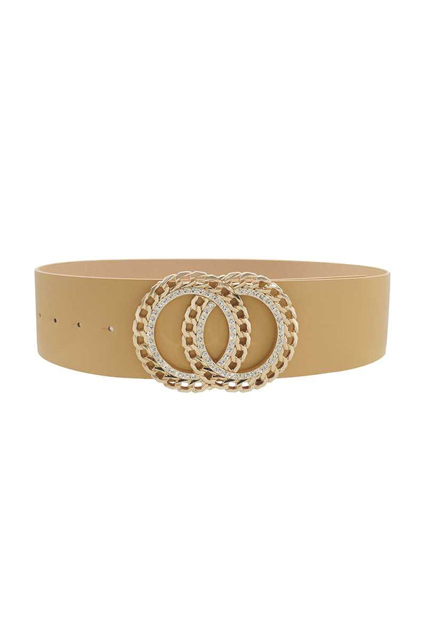 Double Circle Chain And Rhinestone Trim Design Belt-Teresa's Fashionista LLC
