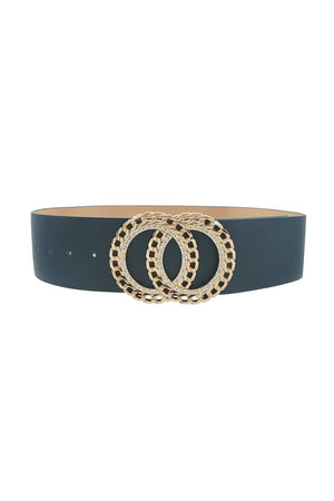 Double Circle Chain And Rhinestone Trim Design Belt-Teresa's Fashionista LLC