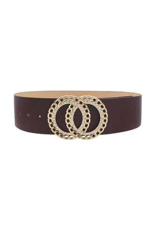 Double Circle Chain And Rhinestone Trim Design Belt-Teresa's Fashionista LLC