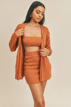 Cardigan Solid Color 3 Piece Set-Teresa's Fashionista LLC