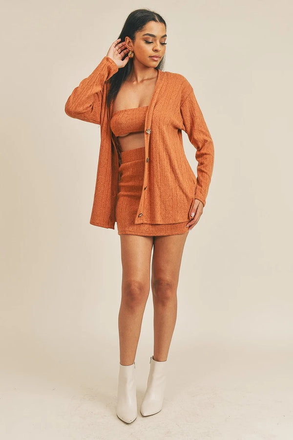 Cardigan Solid Color 3 Piece Set-Teresa's Fashionista LLC