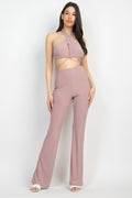 Solid Halter Top And Elastic Leggings Set-Teresa's Fashionista LLC