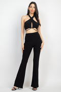 Solid Halter Top And Elastic Leggings Set-Teresa's Fashionista LLC