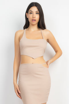 Asymmetrical Cross Back Top & Skirts Set-Teresa's Fashionista LLC