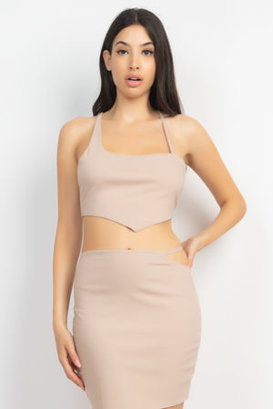 Asymmetrical Cross Back Top & Skirts Set-Teresa's Fashionista LLC