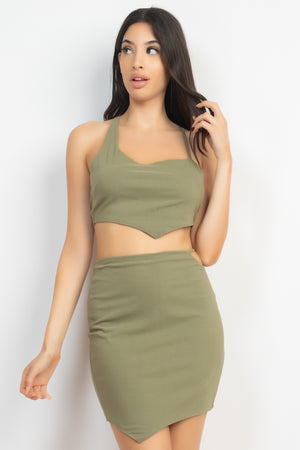 Asymmetrical Cross Back Top & Skirts Set-Teresa's Fashionista LLC