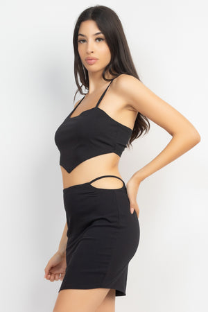 Asymmetrical Cross Back Top & Skirts Set-Teresa's Fashionista LLC