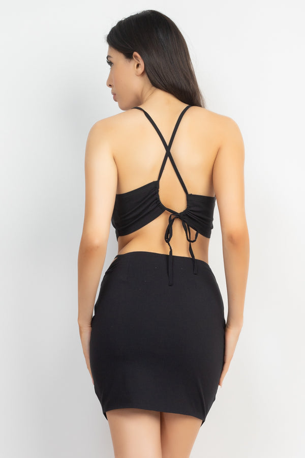 Asymmetrical Cross Back Top & Skirts Set-Teresa's Fashionista LLC