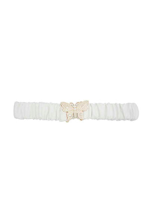 Rhinestone Pave Butterfly Ruched Elastic Back Belt-Teresa's Fashionista LLC