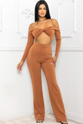 Open Shoulder Cutout Detail Jumpsuit-Teresa's Fashionista LLC