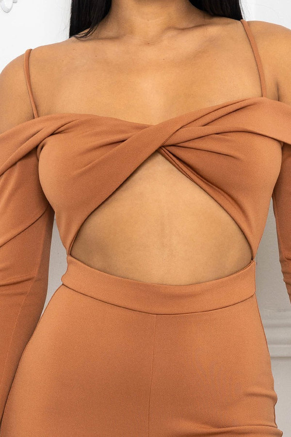 Open Shoulder Cutout Detail Jumpsuit-Teresa's Fashionista LLC