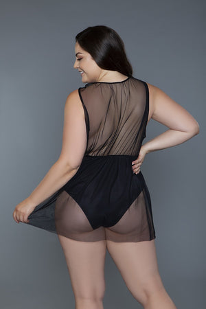 1 Pc Deep V-neck Mesh Babydoll-Teresa's Fashionista LLC