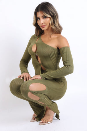 Cutout ribbed set-Teresa's Fashionista LLC