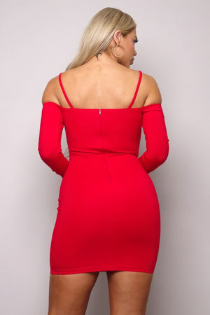 Long Sleeve Cuff Front Strap Mini Dress-Teresa's Fashionista LLC
