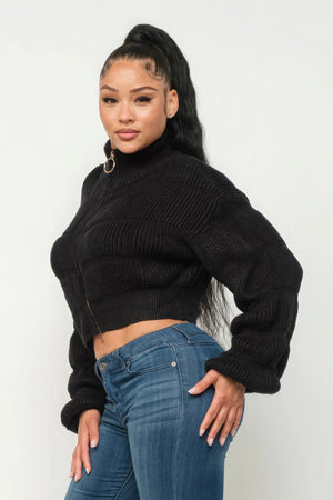 Michelin Sweater Top W/ Front Zipper-Teresa's Fashionista LLC