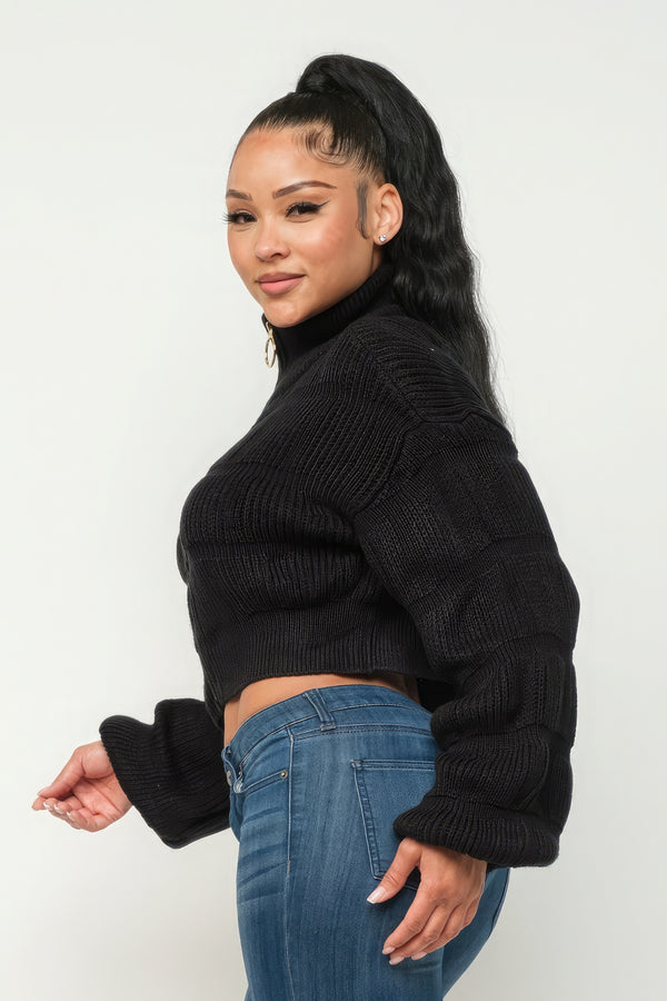 Michelin Sweater Top W/ Front Zipper-Teresa's Fashionista LLC