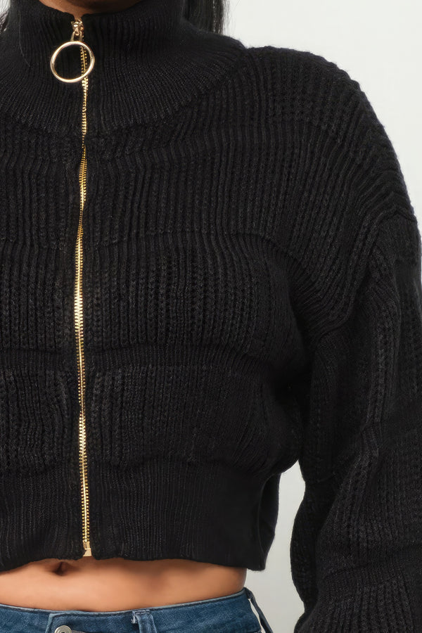 Michelin Sweater Top W/ Front Zipper-Teresa's Fashionista LLC