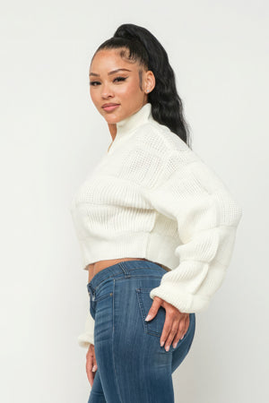 Sweater Top W/ Front Zipper-Teresa's Fashionista LLC