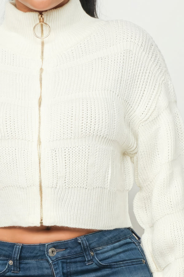 Sweater Top W/ Front Zipper-Teresa's Fashionista LLC