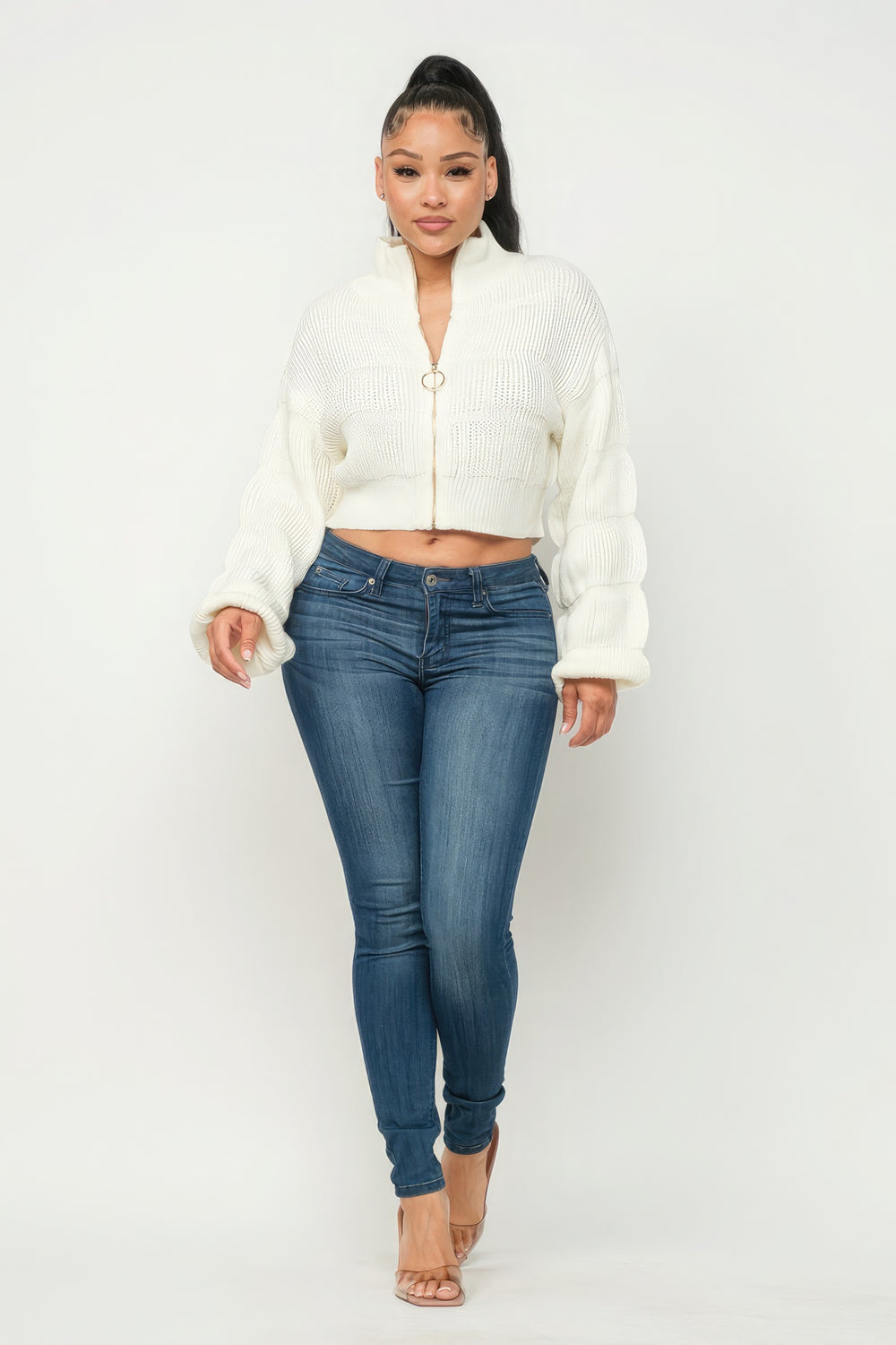 Sweater Top W/ Front Zipper-Teresa's Fashionista LLC
